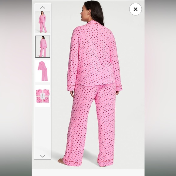 Victoria's Secret Pink Heart Dots Modal Long Pajama Set Size Large - Picture 2 of 7